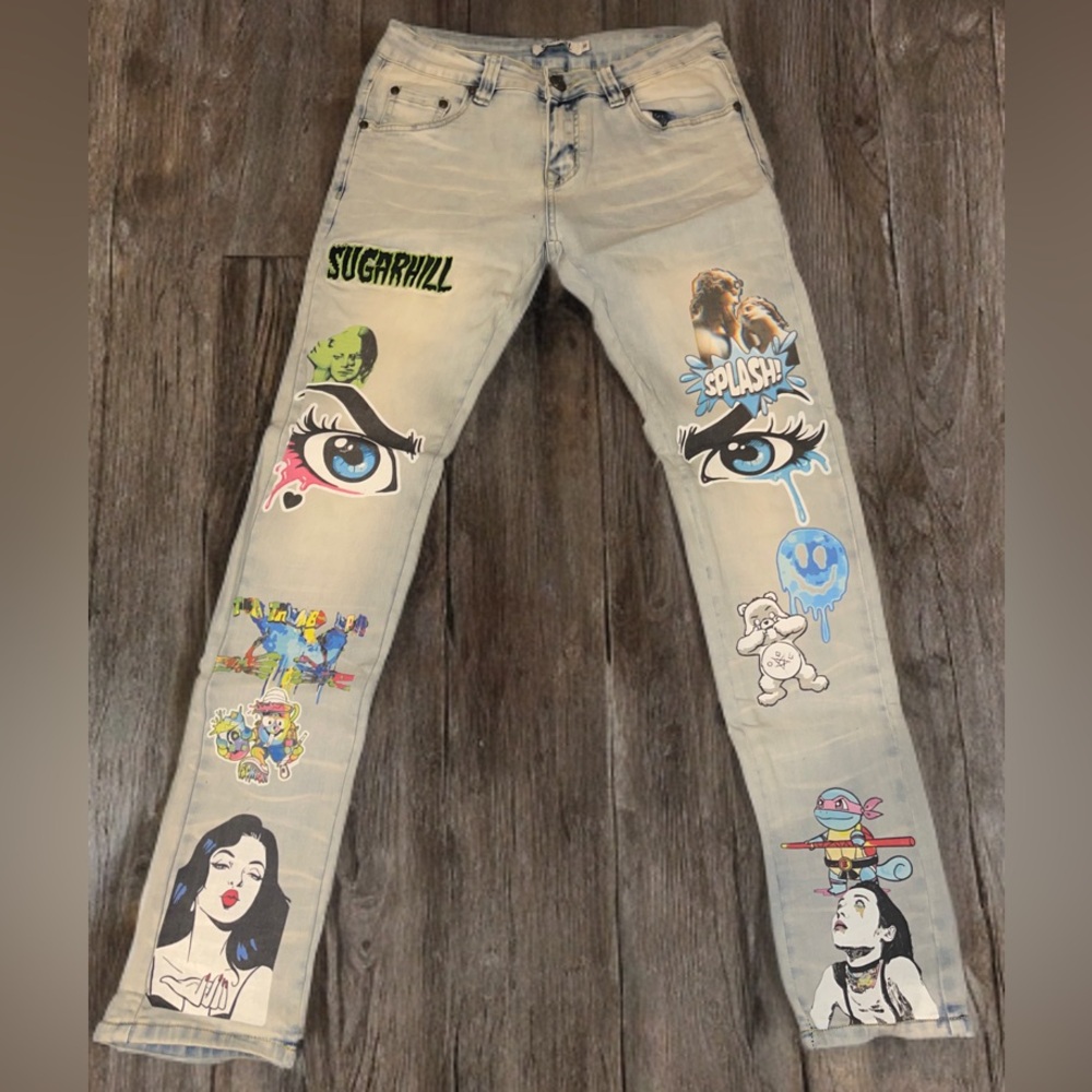 Sugarhill “Psycho Denim” – Size 30 – Light Wash Artistic Jeans